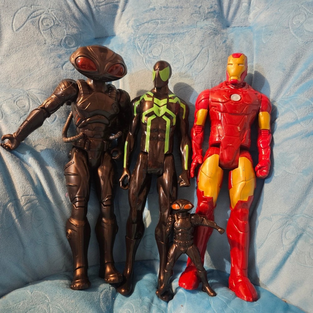 Marvel DC Comics Iron Man Spider-Man Black Manta Action Figure Lot Toys‎